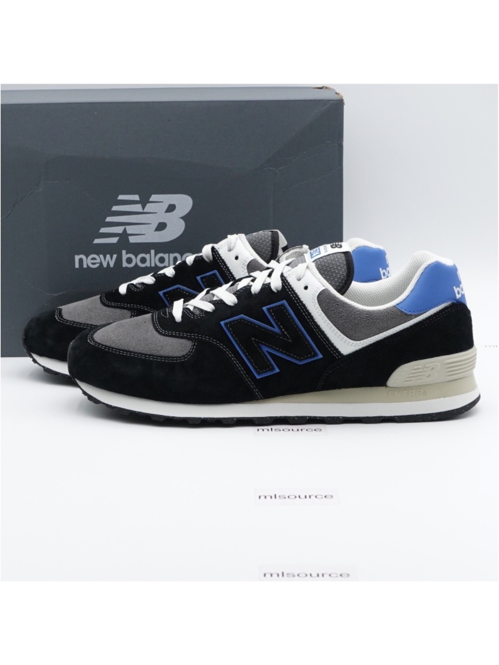 NEW New Balance 574 Suede Sneakers U574QRB Black/Blue Agate